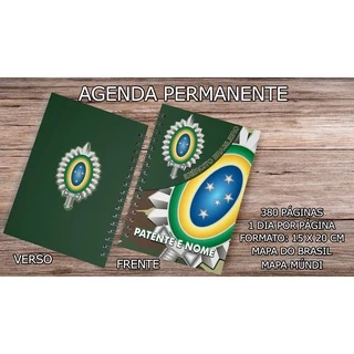 Agenda Permanente Brasão EB Exército Brasileiro Personalizada com Patente e Nome