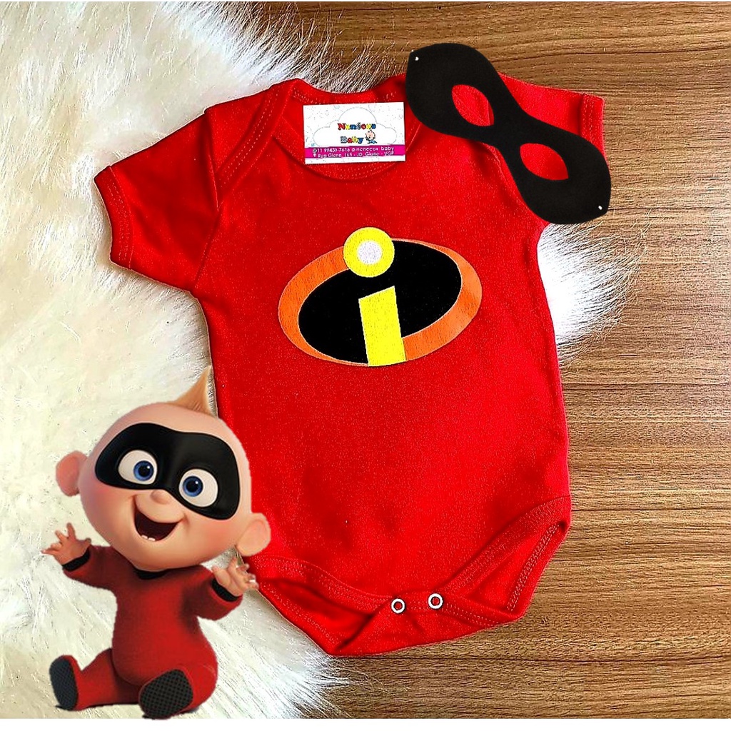 Body Bebê Os Incrível Body + Mascara Incríveis Fantasia Mesversario Temático