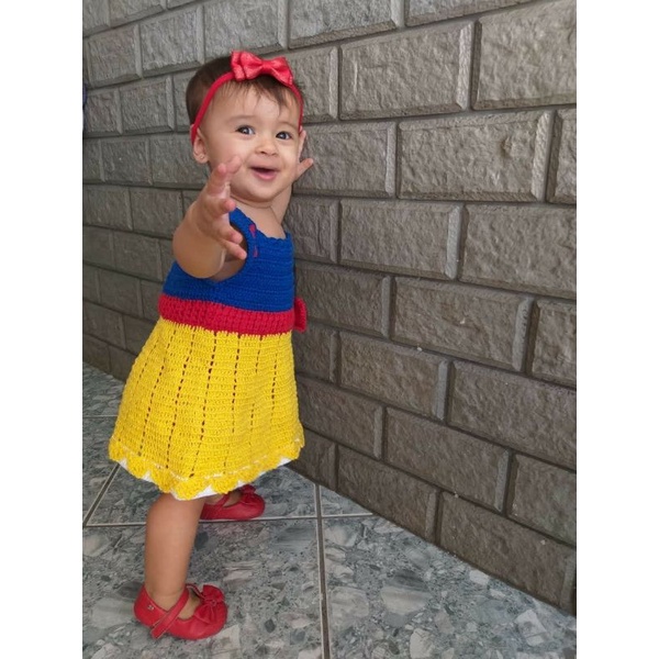 Vestido de Crochê Infantil Branca de Neve