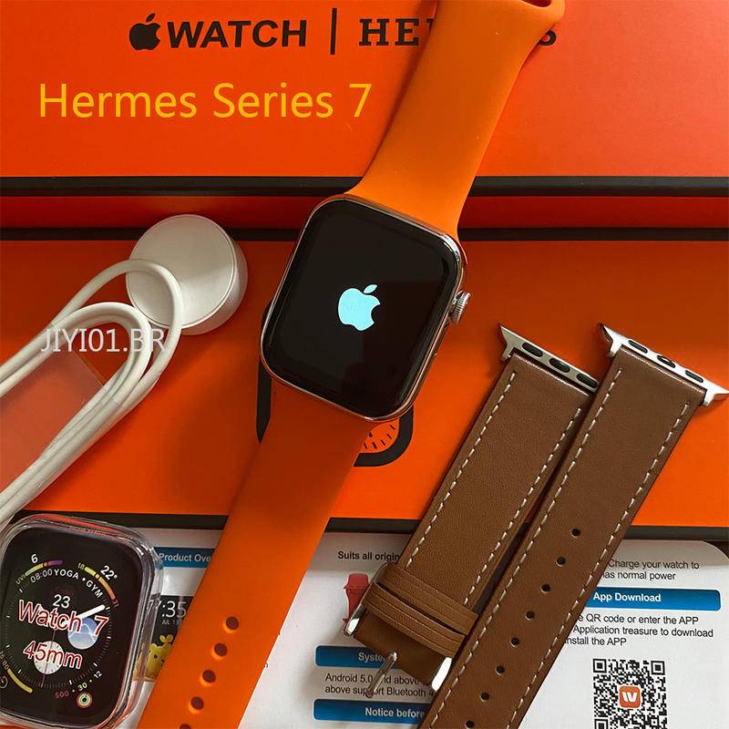 Novo Hermes Series 7 Apple Watch 1,75 Polegada Carregador Sem Fio Full Touch Rotary Botão Personalizado Botão Bluetooth Call Dial 44mm Relógio Inteligente