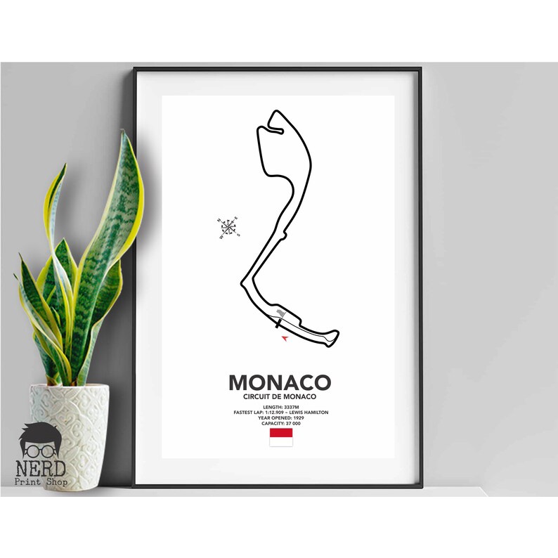 Quadro Decorativo Com Moldura Esportes Fórmula 1 F1 Circuito Pista de Monaco