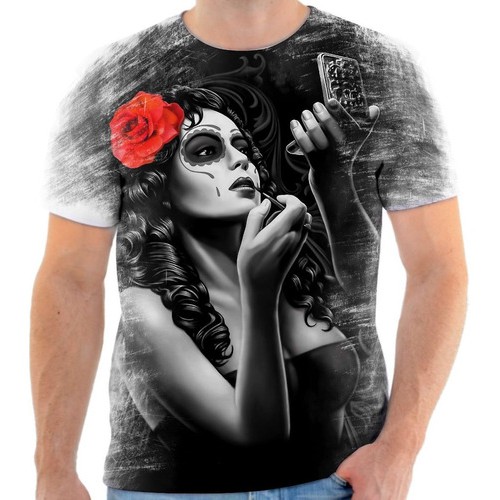 Camisa Camiseta Caveira Mexicana Mexican Skull Girl. 