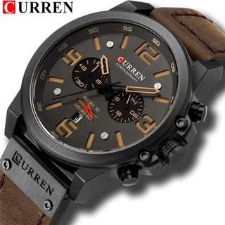 Curren Moeda Top Luxo Marca De Couro Militar Esportivo Masculino À Prova D'água Quartzo Chronograph Relógio Data Moda Casual 8314X