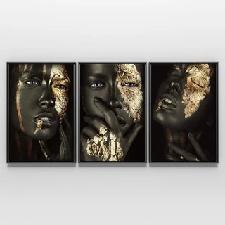 QUADRO MULHERES NEGRAS 120X60 3 PEÇAS lindo