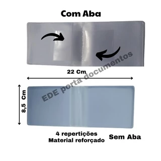 MIOLO SOCIAL PORTA DOCUMENTO PLASTICO PARA CARTEIRA. COM ABA E SEM ABA 2x2