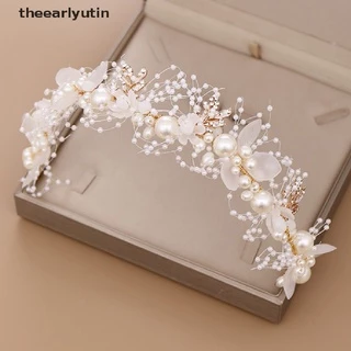 theearlyutin Pearl Flower Headband Cabeleireiro Noiva Coroa Moda A Pulseira Tiaras Crystal Headpiece Hair Jewelrys br