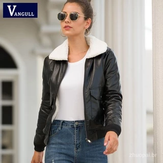 Vangull Jaqueta Feminina De Couro Pu De Lã Preta/De Pele Quente Com Zíper/Casual/Moto/Motoqueiro em Promoção na Shopee Vangull Jaqueta Feminina De Couro Pu De Lã Preta/De Pele Quente Com Zíper/Casual/Moto/Motoqueiro