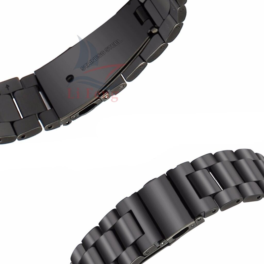 Pulseira Aço 3 Elos Inoxidável Gomada Para Smartwatch