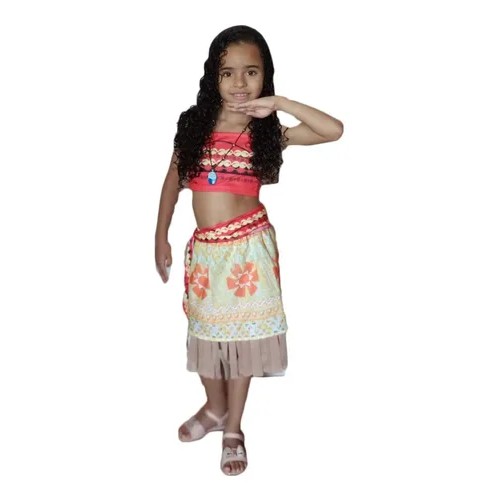 Vestido Fantasia Infantil da Moana 1 a 8 Anos Festa