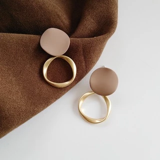 Brincos Marrons Vintage Matte drop Para Mulheres Declaração De Moda Metal Dangle Earring