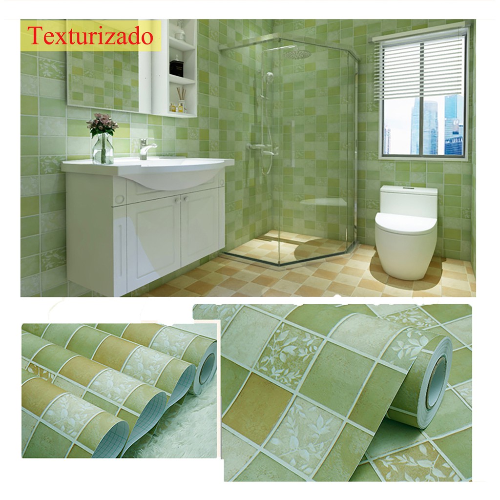 Papel De Parede Auto Adesivo Azulejo Verde 2mx61cm Lavével Alta Qualidade Mais Grosso Cozinha Banheiro Imóveis Madeira