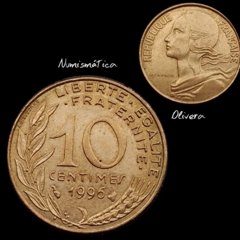 Moeda antiga França 10 centimes. L.: E011