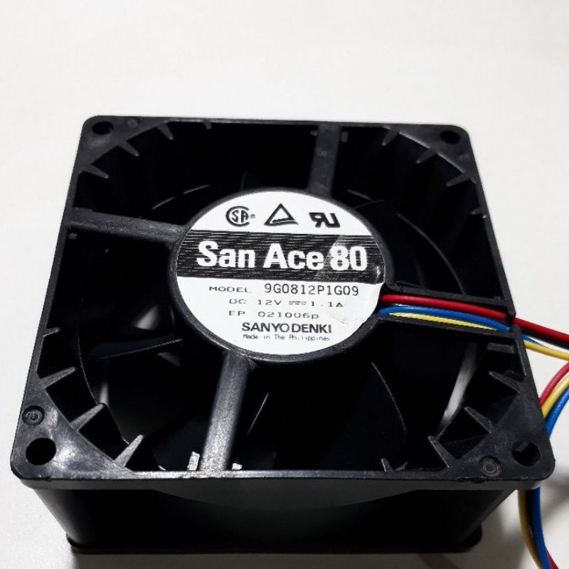 COOLER 80X80X38MM 12V 1.1A SAN ACE 80 SANYO DENKI 9G0812P1G09 6300RPM ...