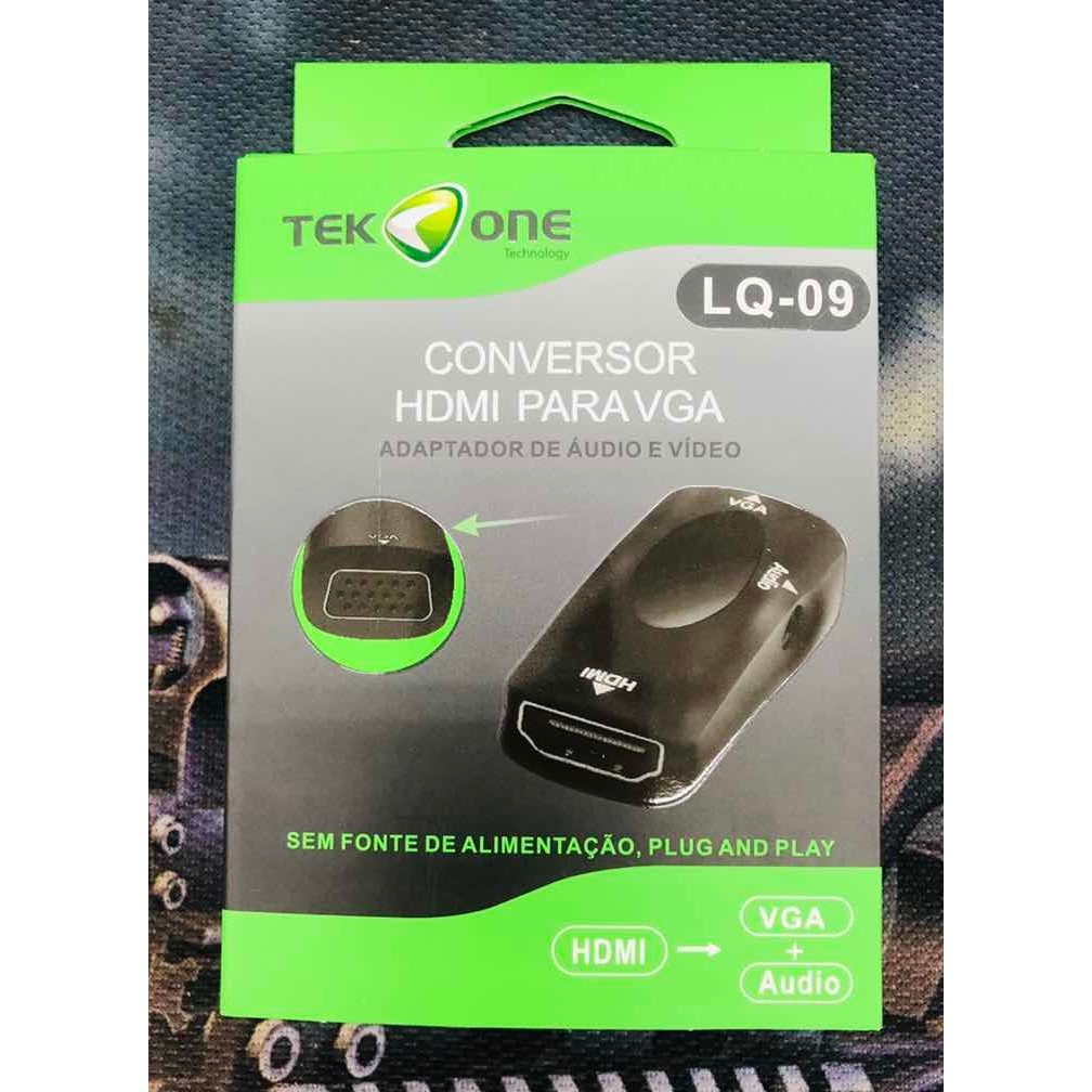 Conversor E Adaptador Hdmi Para Vga Áudio E Vídeo Tek One