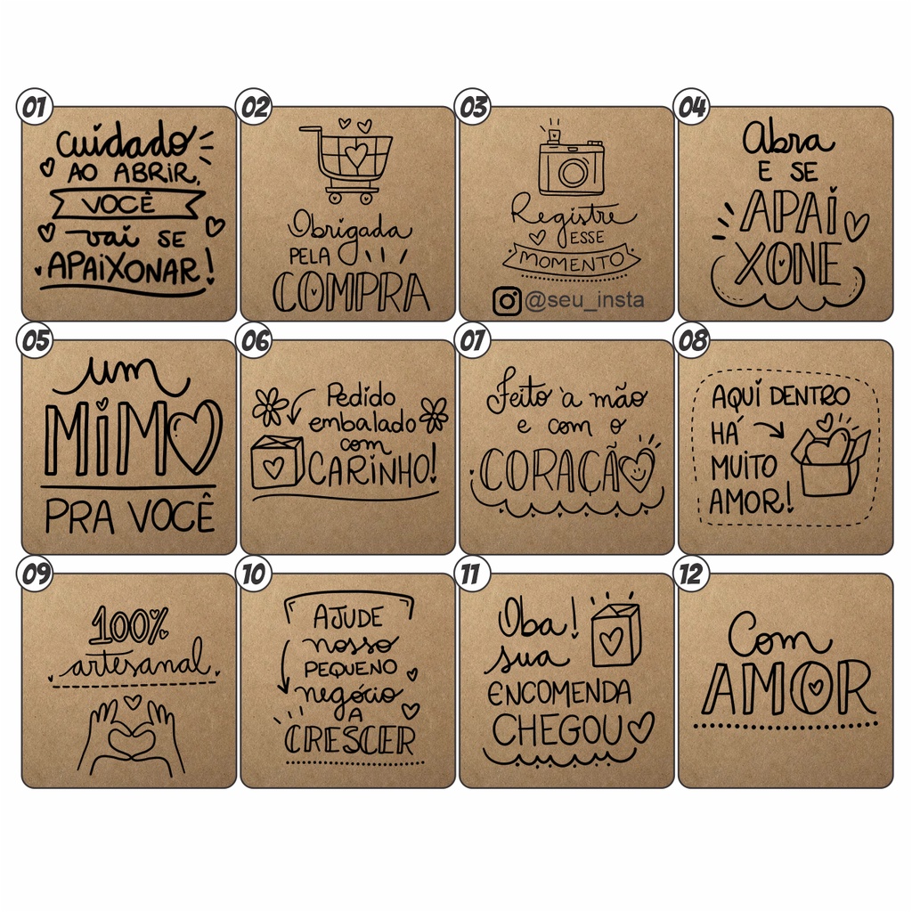 100 Tags de agradecimento papel Kraft