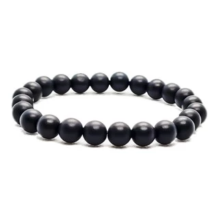 Pulseira Bracelete Elástico Contas Bolinhas Preto 8mm Pode Molhar Não Precisa Amarrar Alta Qualidade