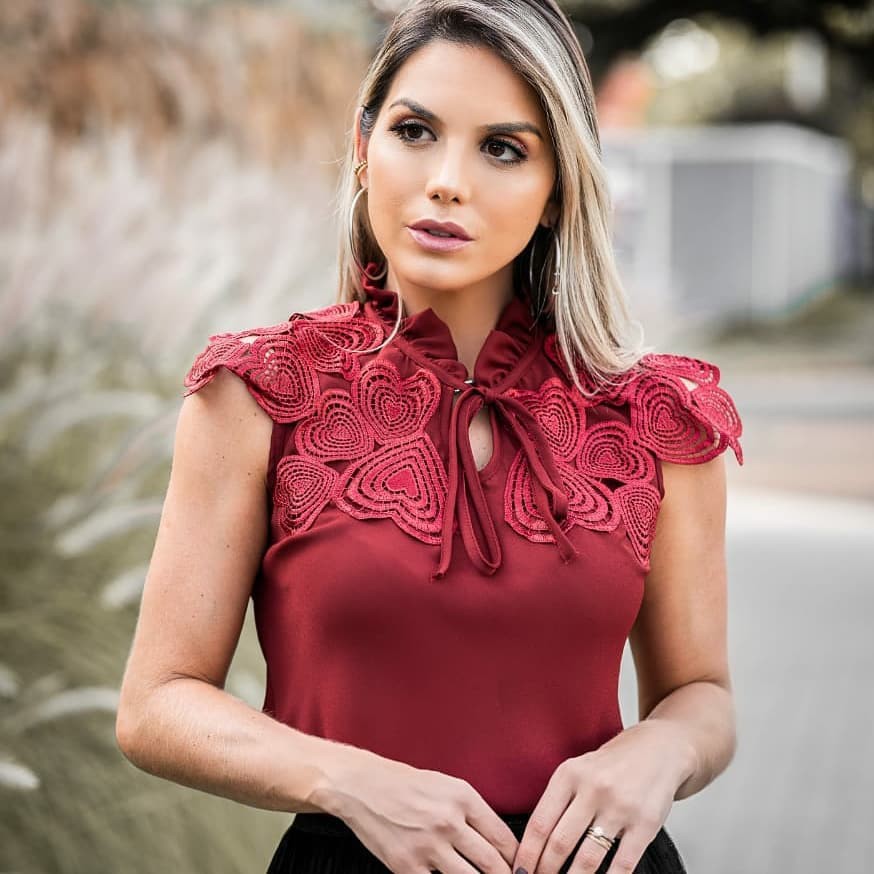 Blusa Feminina Social com Detalhe em renda - Loja Estilo Social