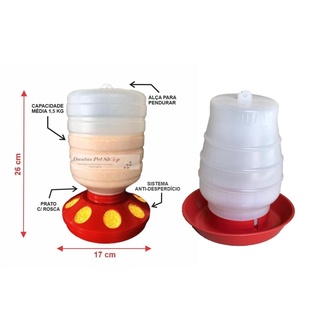 Kit Comedouro Automático mais Bebedouro Plástico para Aves Galinha Frango Pinto Galinheiro
