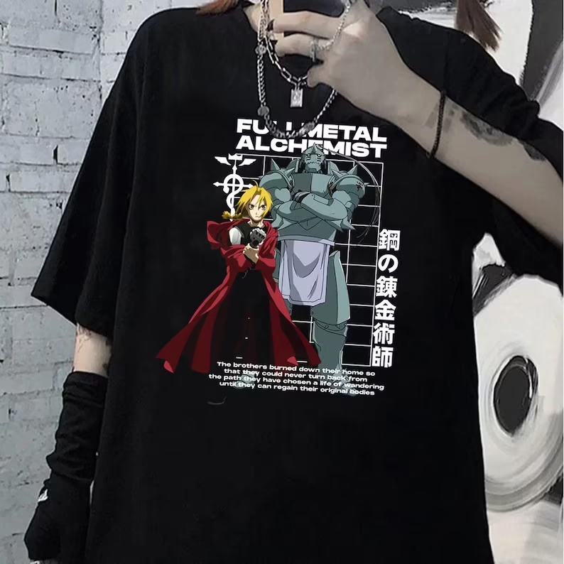 Fullmetal Alchemist Brotherhood Anime T Shirt 100% Algodão