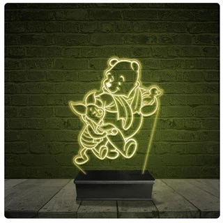 Led Luminária Acrílico Abajur - Usinho Pooh, disney