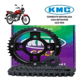 Kit Relacao Tracao Transmissao Honda Cg Titan Fan 125 2009 2010 2011 2012 2013 Com Retentor Original Kmc em Oferta na Shopee