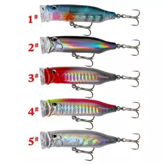Isca De Pesca Marítima 5 Cores 7cm/9.4g Artificial Topwater Popper Dura De Plástico Olhos 3D Wobblers Com Equipamento De