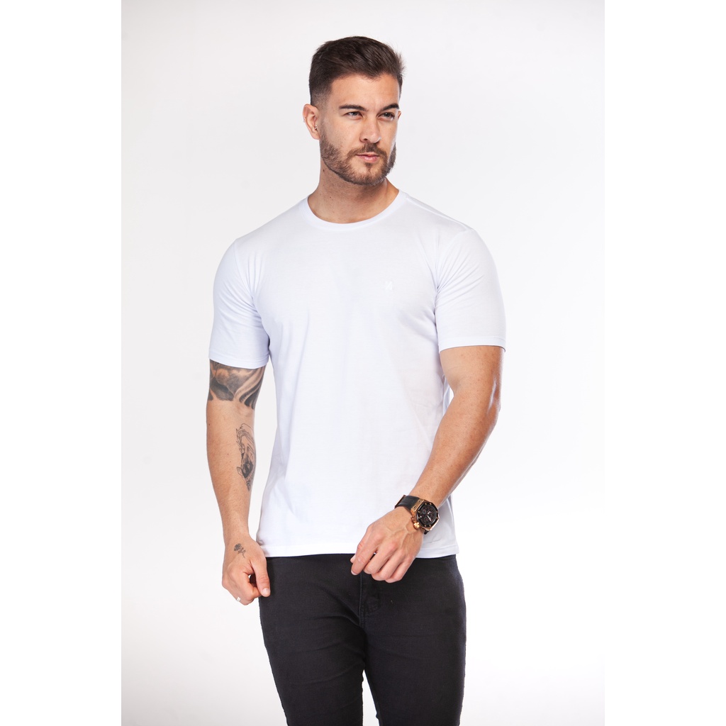 Camiseta Básica Branca Slim Fit De Algodão Premium