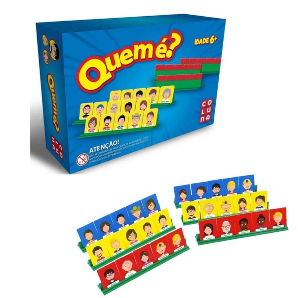 Jogo de Mesa QUEM É? Educativo Infantil Brinquedo Coluna