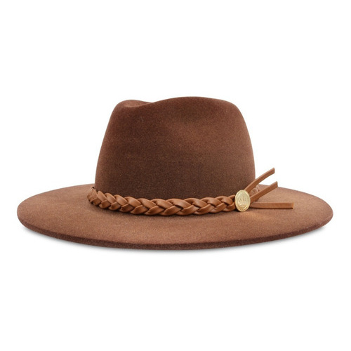 Chapéu Fedora Marrom Unissex Faixa De Couro Trançado