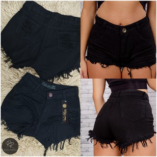 Short Jeans bermudas Destroyed Feminino Cintura Alta Hot Pants luxo  Desfiado Na Perna Tendência Moda Blogueira