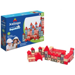 Castelo com 50 blocos de madeira - Brincando de Engenheiro