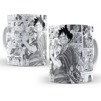 Caneca personalizada One Piece anime Luffy Wano, xicara de porcelana 325ml