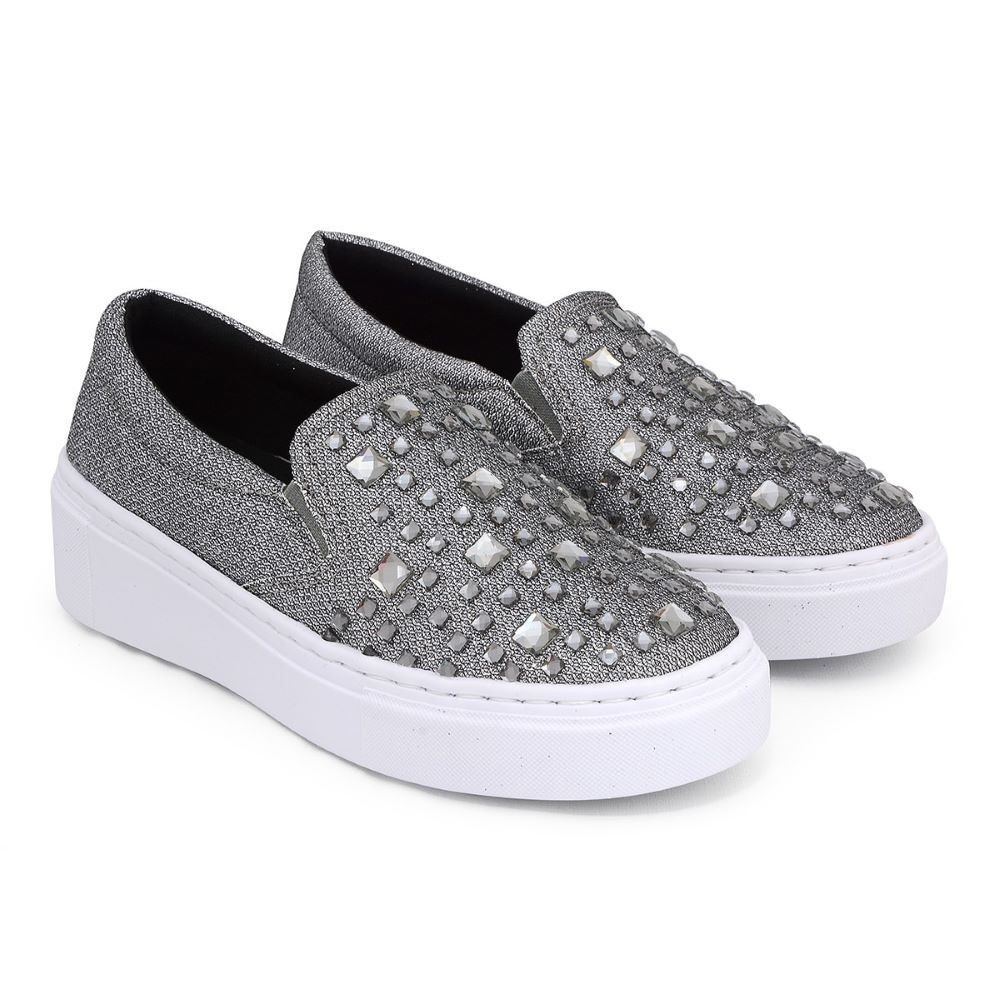 Slip on cheap feminino pedraria