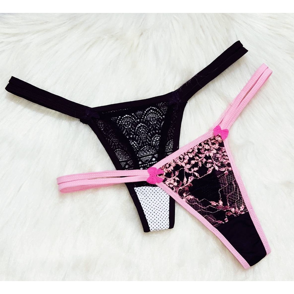 Kit 3 calcinhas tanga sexy bordada - R$ 26.00, cor Multicolor (branca,  vermelha, de algodao) #131465, compre agora