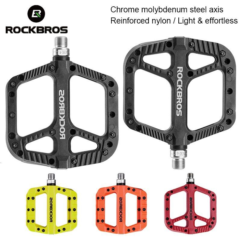 ROCKBROS MTB Bike Pedals DU Pedals Nylon Effortless Bearing Pedal for Mountain Road Bicycle Pedals Cycling Parts