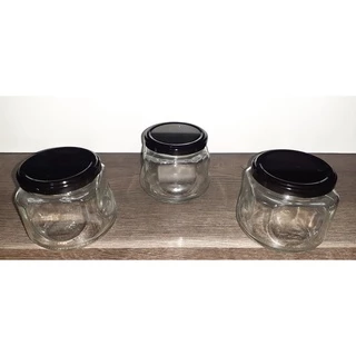 30 Potes de vidro para geléia 300ml c/ tampa de metal Preta