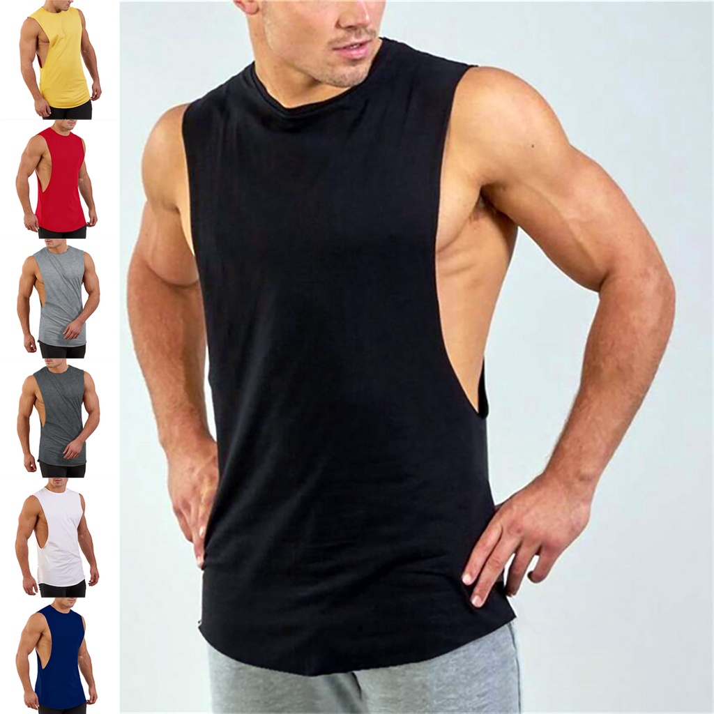 Camiseta Regata Cavada Masculina Fitness Academia Lisa - Preto