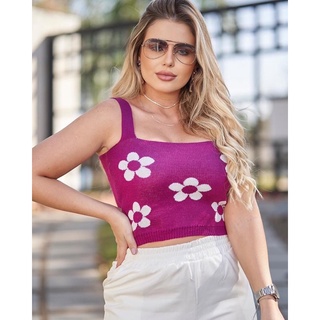 Regata Feminina Tricô Cropped Rosa em Promoção na Shopee Brasil 2024