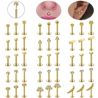 [Escolha De Valor] 1 PC 6/8mm Plug In Style Gold Color Labret Piercing Orelha De Cristal De Aço Inoxidável Helix Conch Piercings