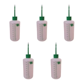 Kit 05 Pissetas Plástica Garrafa Almotolia Frasco com Graduação 125ml a 1000ml unidade Bico Reto Verde/Azul