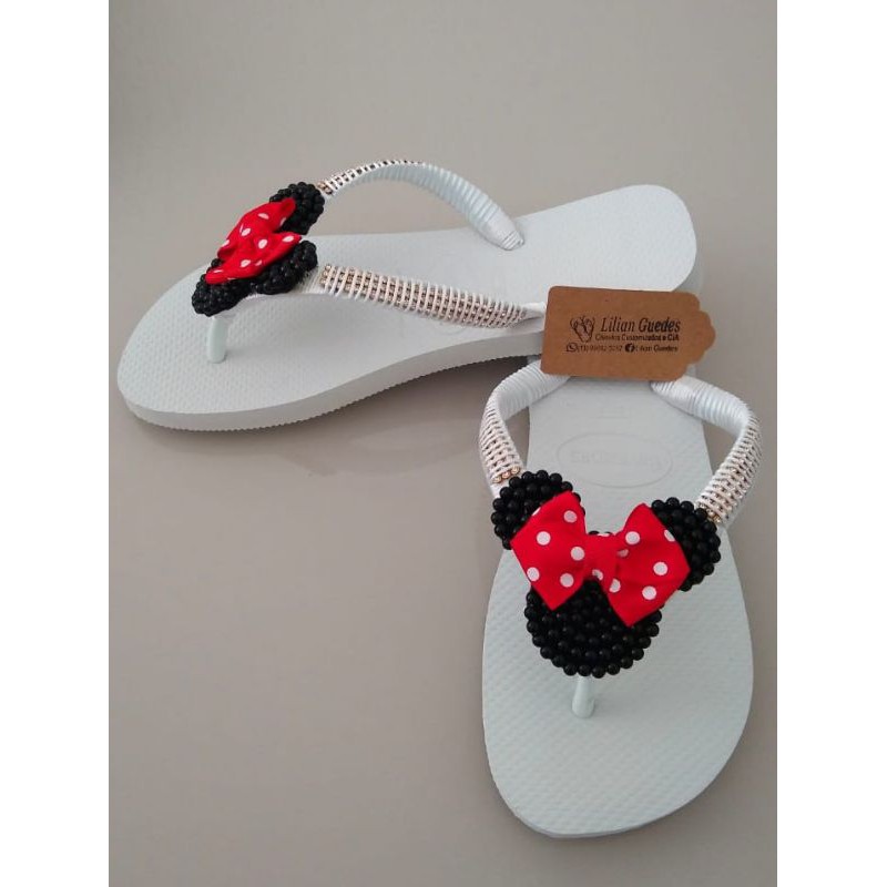Chinelos Customizados Bordados Femininos Havaianas Decorados com