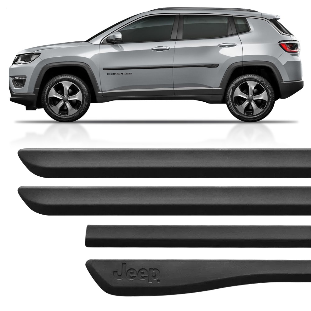 Kit Friso Faixa Lateral Borrach O Jeep Compass Escrita Nome Baixo