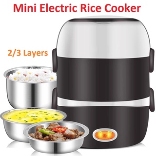 110V-220V Mini Fogão Elétrico De Arroz Panela De Aço Inoxidável 2 Camadas Recipiente Para Alimentos Aquecedor Portátil De Refeição De Caixa De Almoço Bento