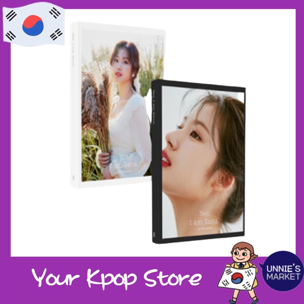 Amazon.com: Twice Sana Yes I Am Sana 1st PhotoBook 黑色版254p 相簿+ 8p 手風琴明信片組+  訊息相片卡組+ 追蹤Kpop 密封: 辦公用品