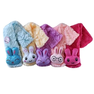 Cachecol Infantil Pelúcia com Bichinho Felpudo Menina Criança Rosa Azul Macio Feminino Fofinho Inverno Fashion