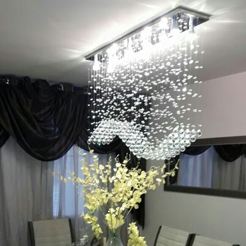 lustre de cristal para sala de jantar, com base de inox polido 67x20cm