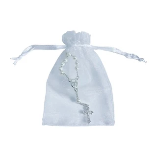 Kit 50 Mini Terços + 50 Saquinhos De Organza