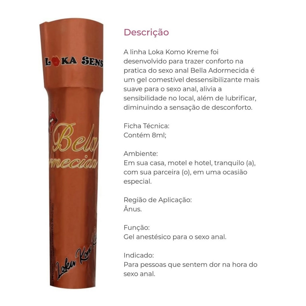 Gel Comestível BELLA ADORMECIDA Lubrificante e Dessensibilizante Anal - SEX  | Shopee Brasil