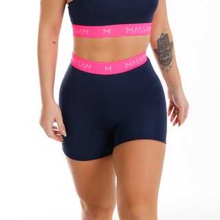 Short Neon Marinho Com Pink Massam Fitness