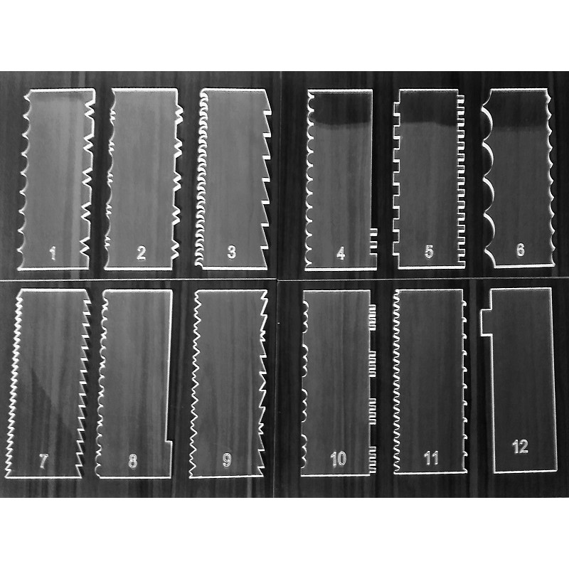 Kit 12 Espátulas Para Bolo Em Acrílico Alisadoras Modeladora